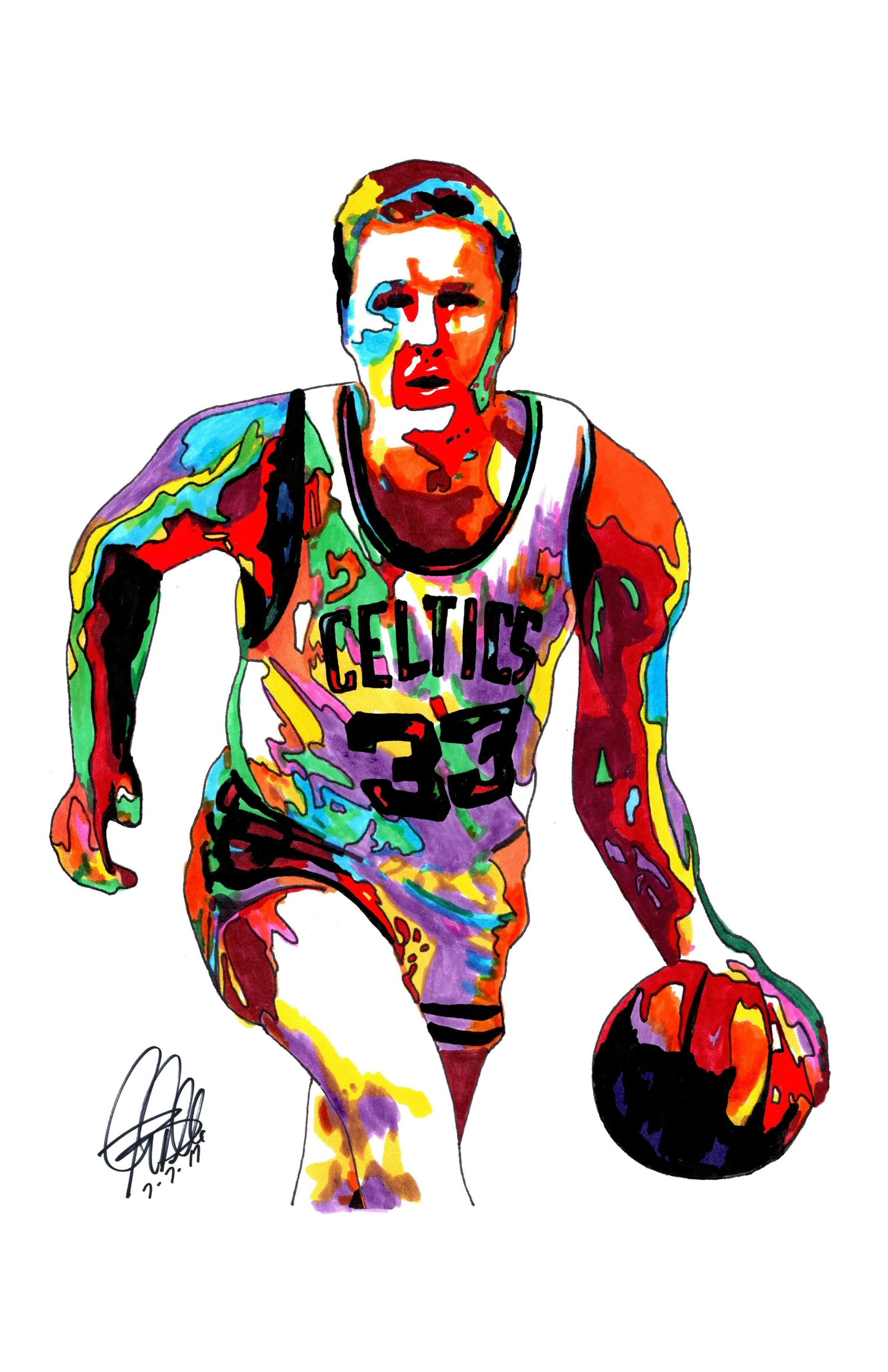 Larry Bird Boston Celtics Basketball Sports Poster Print Wall Art 11x17