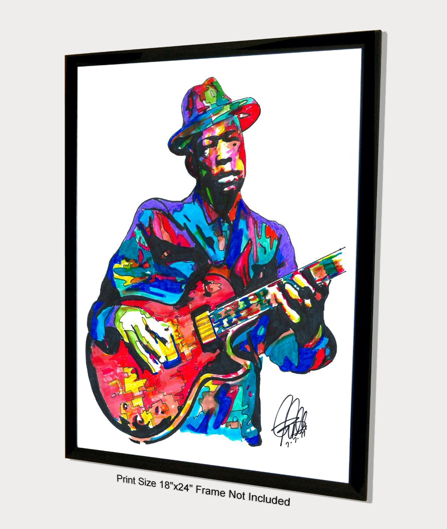 John Lee Hooker Singer Guitar Blues Music Poster Print Wall Art 18x24