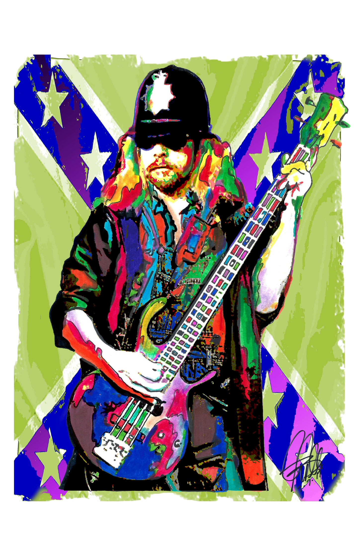 Leon Wilkeson Lynyrd Skynyrd Bass Guitar Rock Music Poster Print Wall Art 11x17