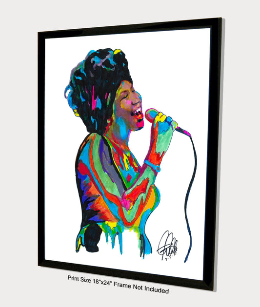 Aretha Franklin Singer Piano Soul Gospel Pop Music Poster Print Wall Art 18x24