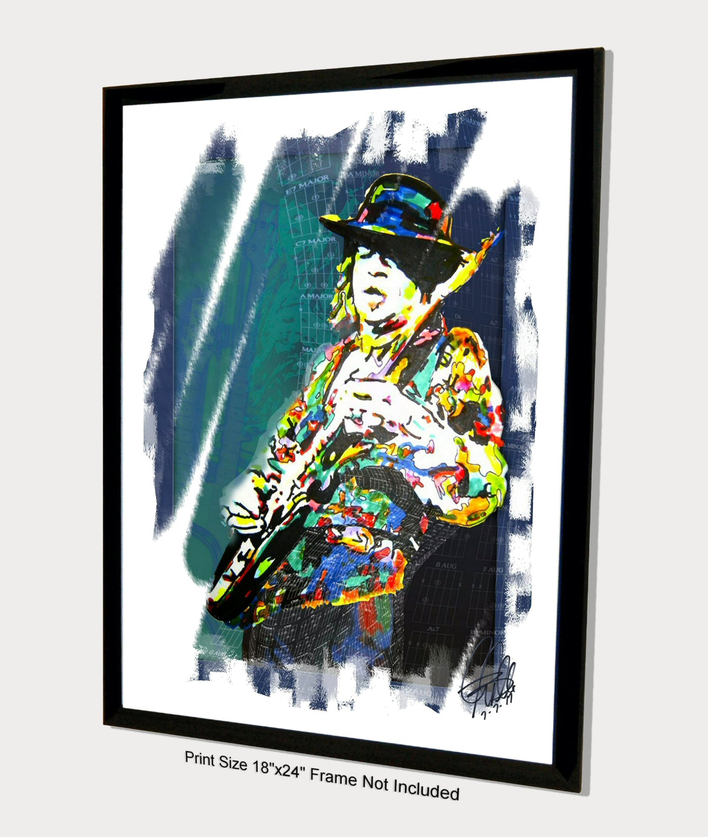 Stevie Ray Vaughan SRV Blues Rock Guitar Music Poster Print Wall Art 18x24