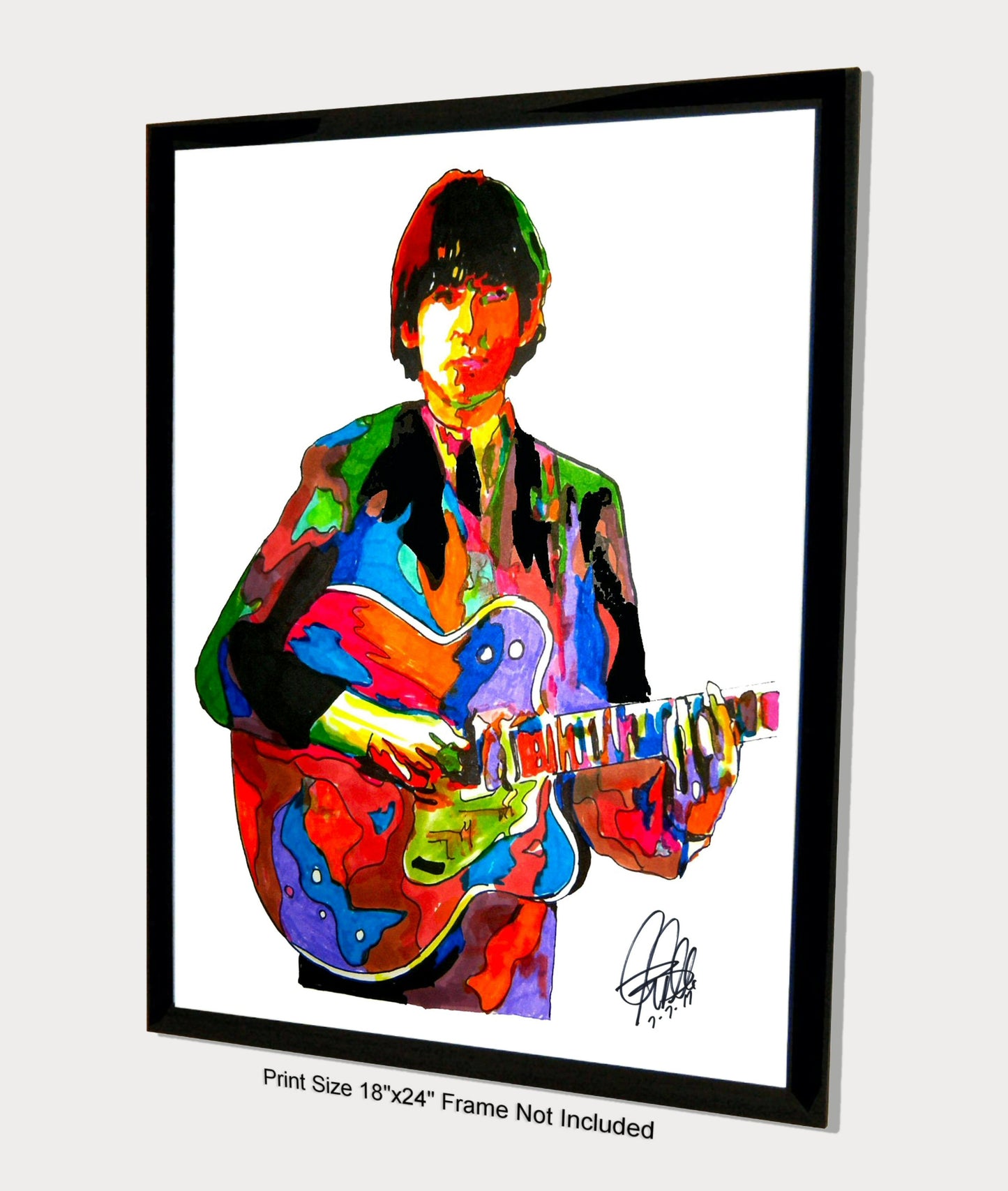 George Harrison The Beatles Guitar Rock Music Poster Print Wall Art 18x24