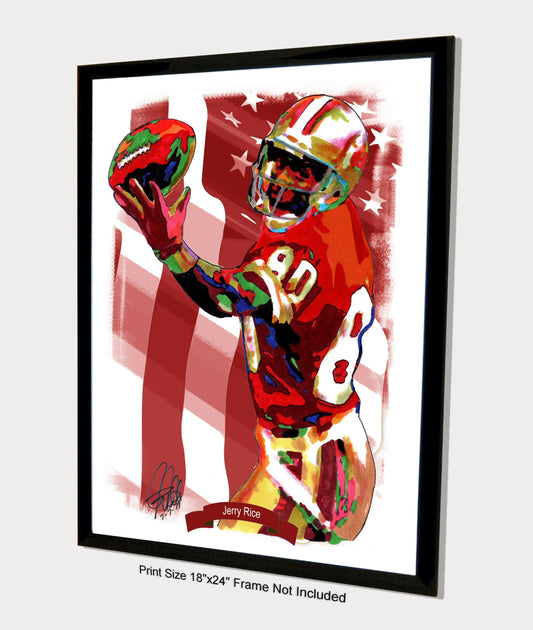 Jerry Rice San Francisco 49ers Football Poster Print Wall Art 18x24