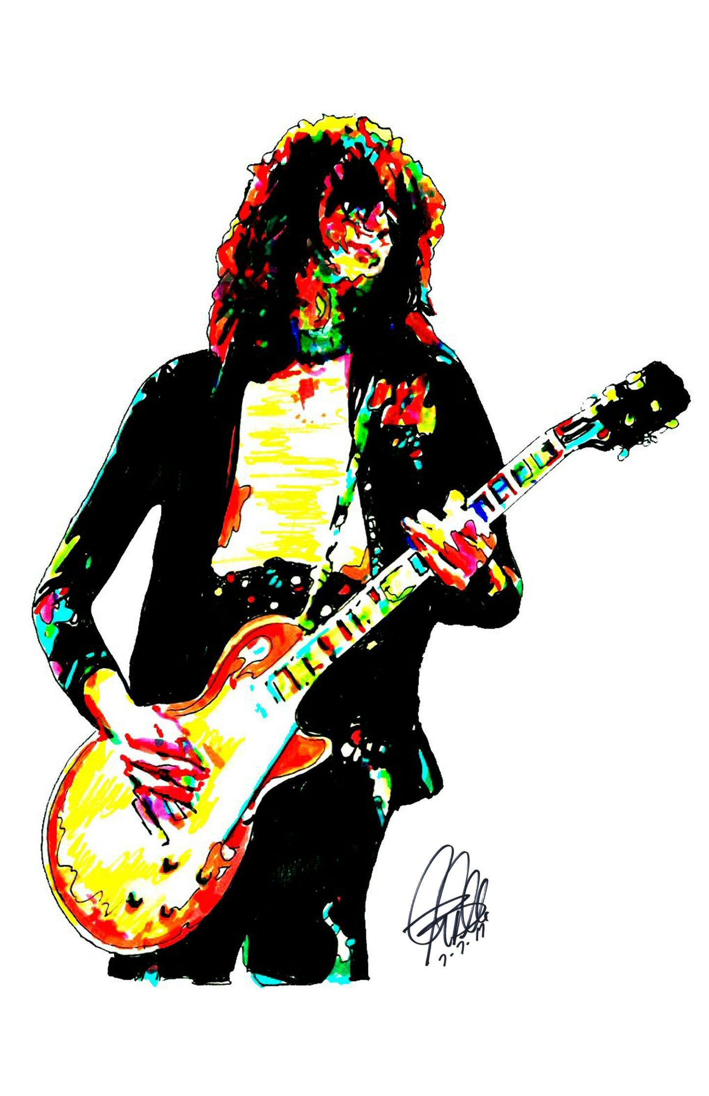 Jimmy Page Led Zeppelin Gibson Guitar Music Print Poster Wall Art 11x17