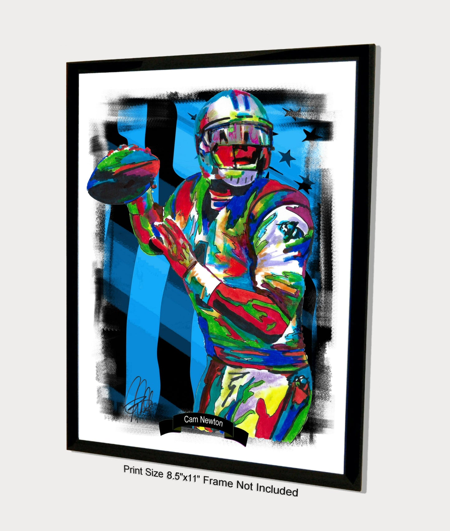 Cam Newton Carolina Panthers QB Football Poster Print Wall Art 8.5x11