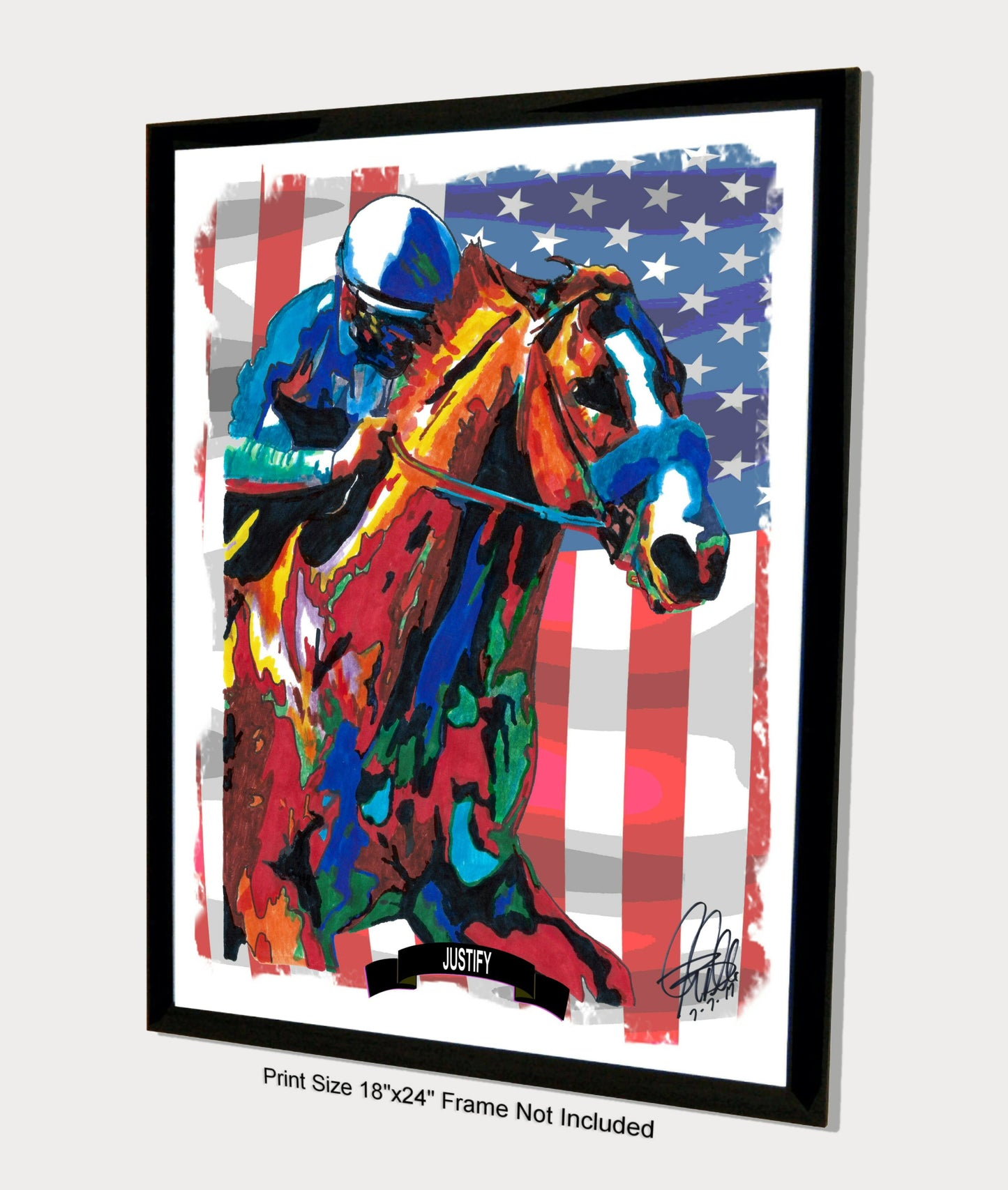 Justify Triple Crown Preakness Stakes Horse Racing Poster Print Wall Art 18x24