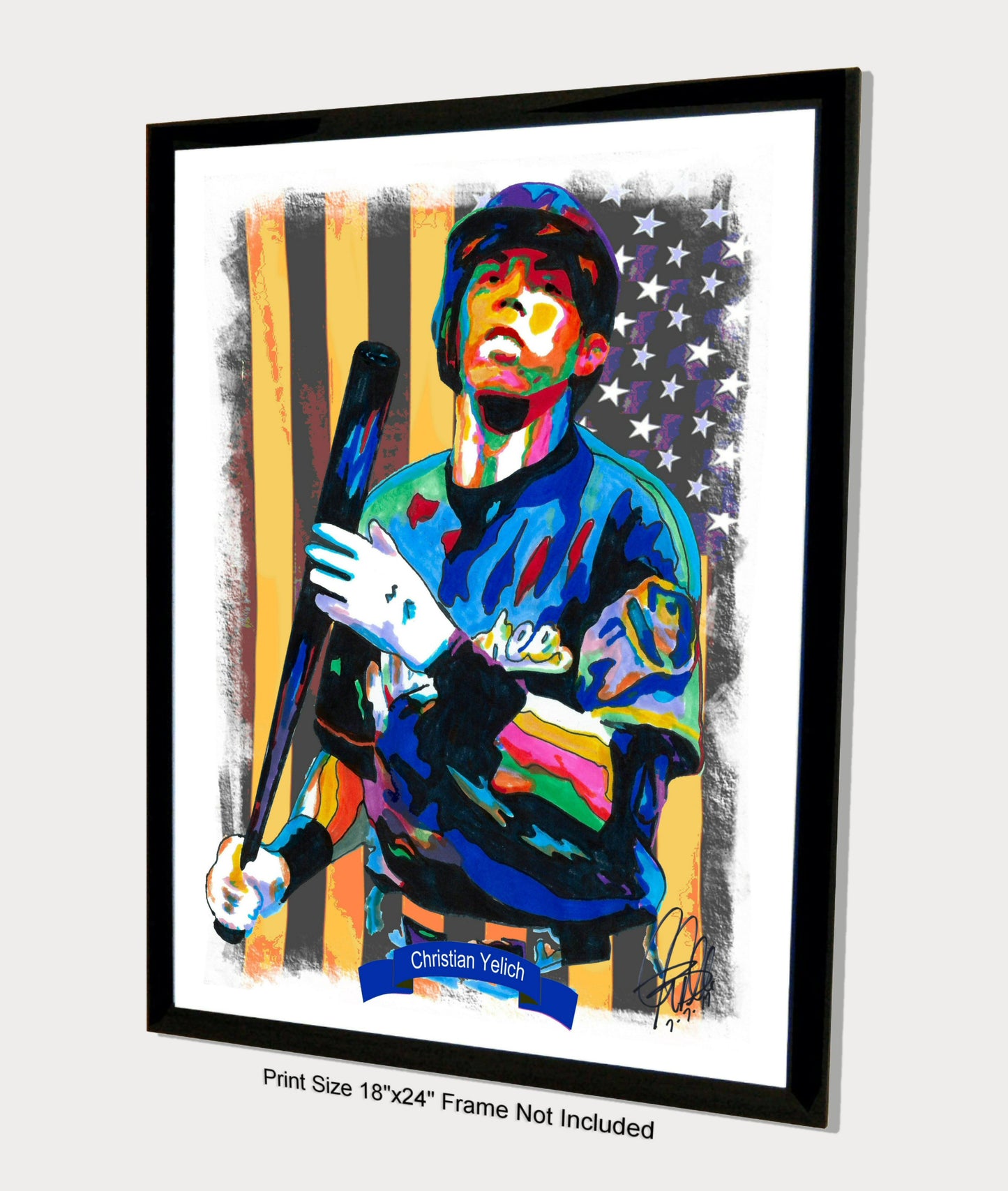 Christian Yelich Milwaukee Brewers Baseball Poster Print Wall Art 18x24