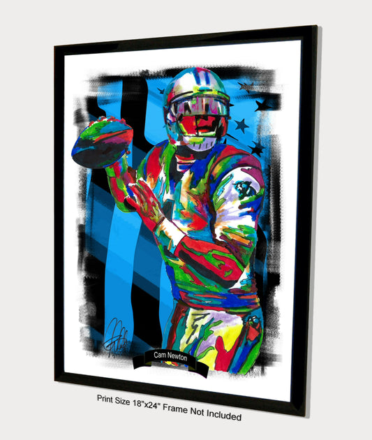 Cam Newton Carolina Panthers QB Football Poster Print Wall Art 18x24