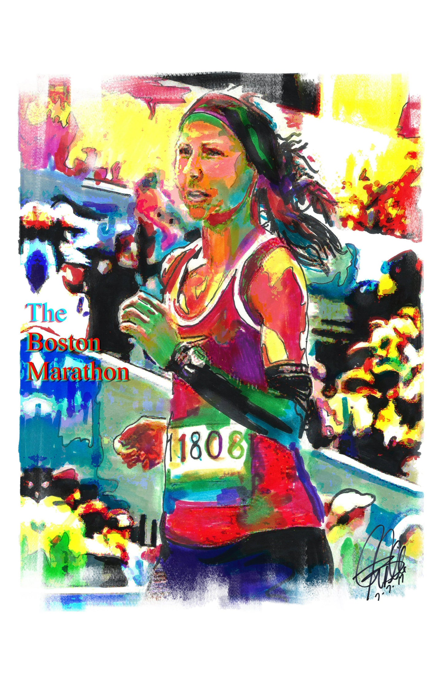 Boston Marathon Runner Athlete Sports Poster Print Wall Art 11x17