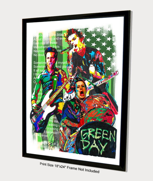 Green Day Punk Rock Poster Print Wall Art 18x24