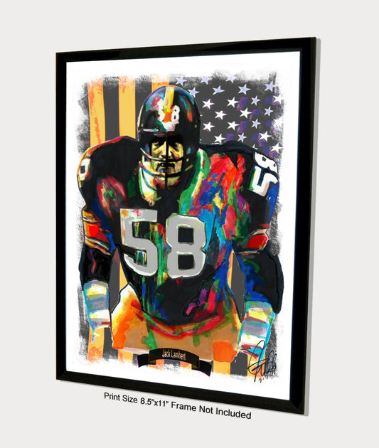 Jack Lambert Pittsburgh Steelers Football Poster Print Wall Art 8.5x11