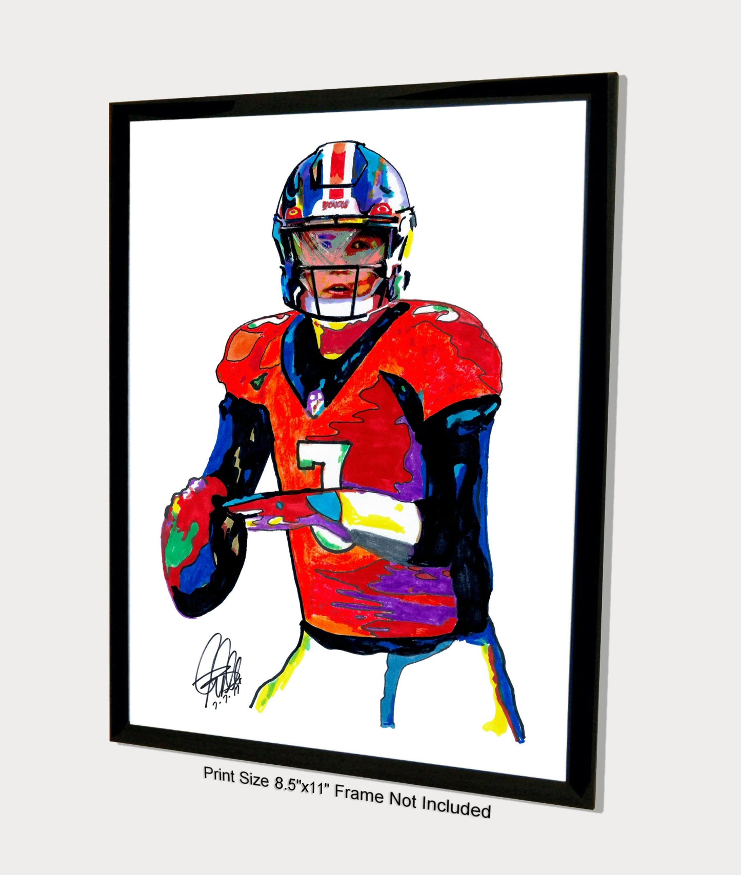 Drew Lock Denver Broncos Quarterback Football Sports Art Poster Print 8.5x11