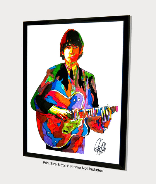 George Harrison The Beatles Guitar Rock Music Poster Print Wall Art 8.5x11