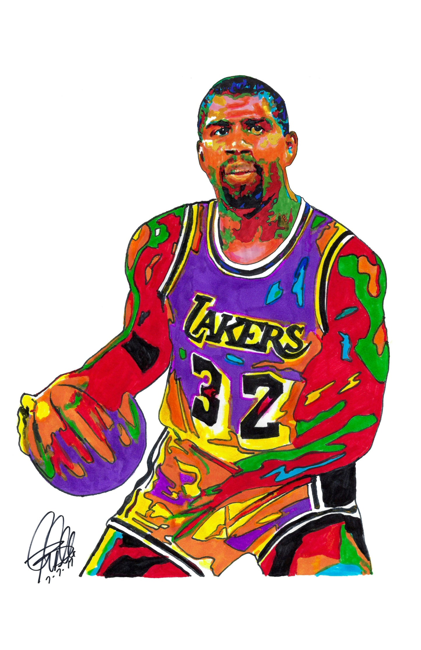 Magic Johnson Los Angeles Lakers Sports Basketball Poster Print Wall Art 11x17