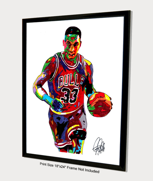 Scottie Pippen Chicago Bulls Basketball Poster Print Wall Art 18x24