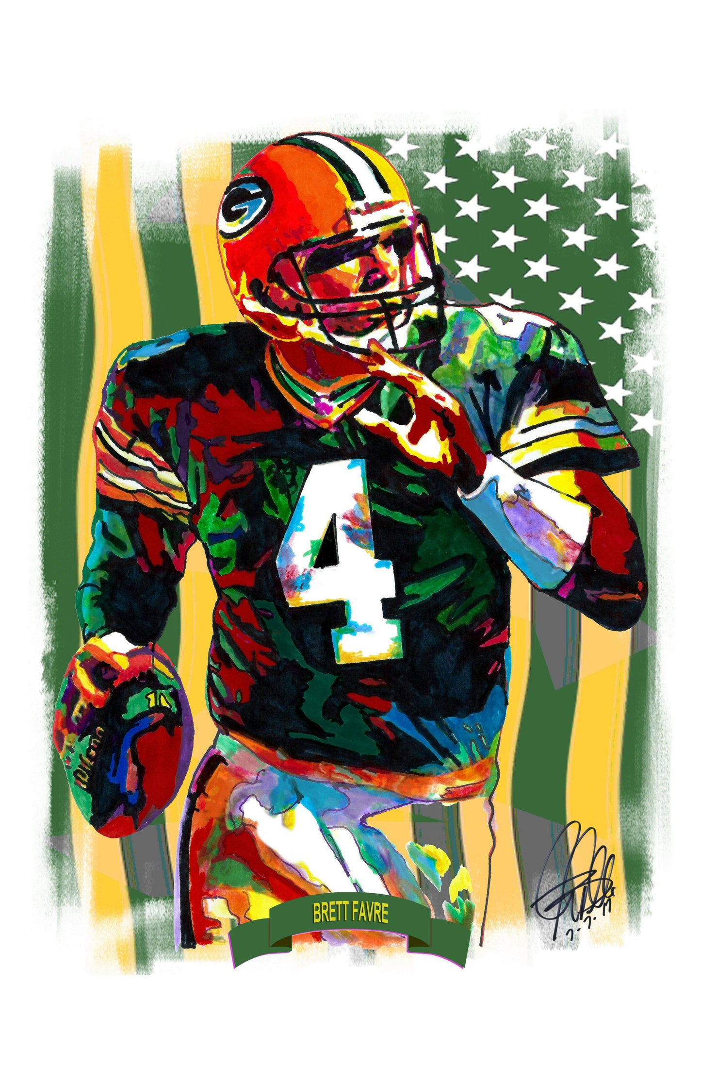 Brett Favre Green Bay Packers Football Sports Poster Print Art 11x17