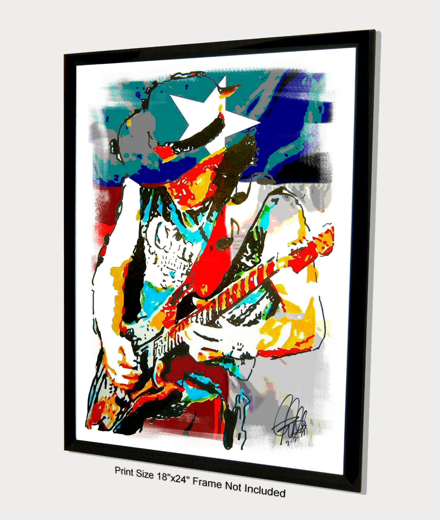 Stevie Ray Vaughan SRV Blues Rock Texas Music Print Poster Wall Art 18x24