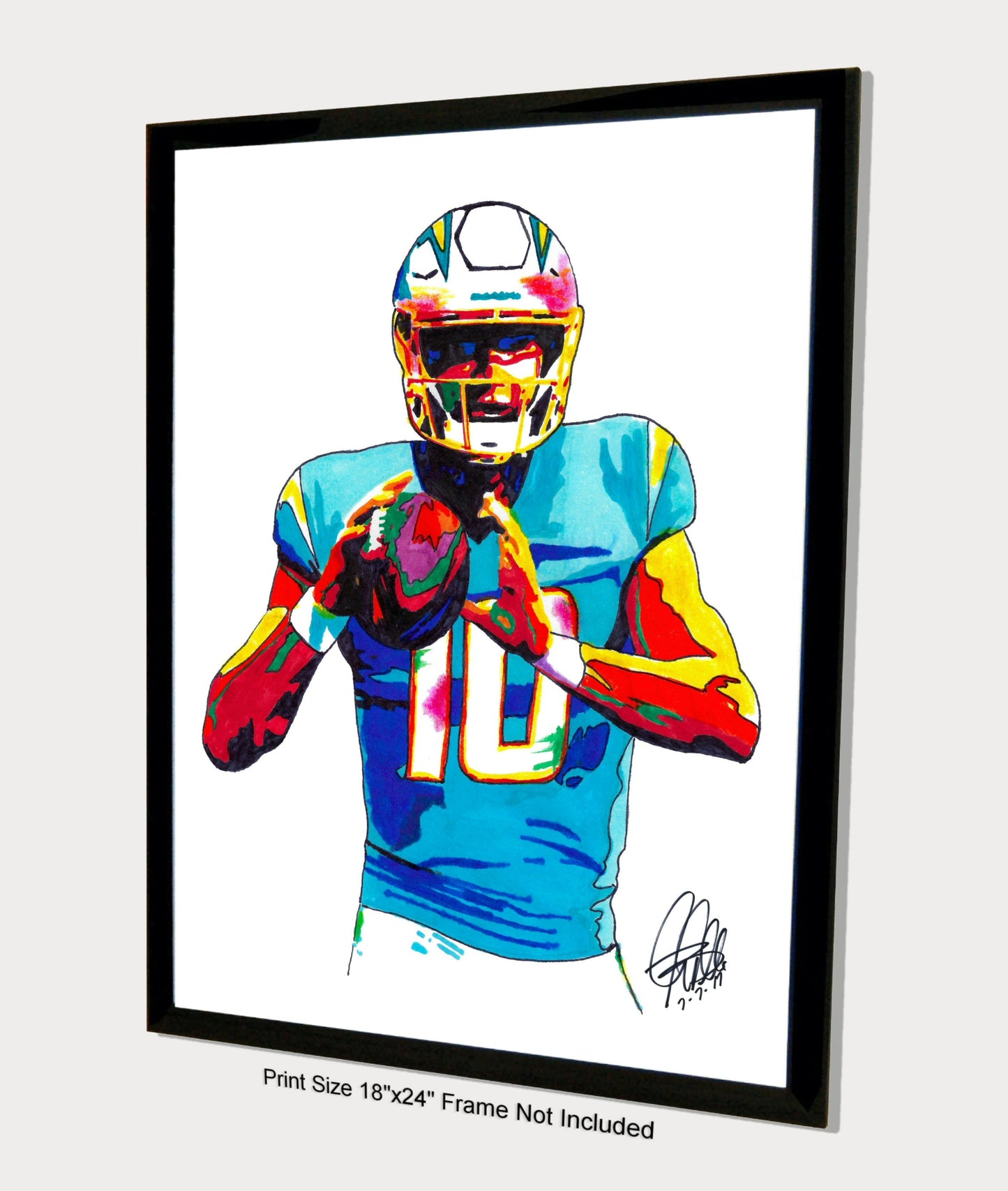 Justin Herbert Los Angeles Chargers QB Football Poster Print Wall Art 18x24