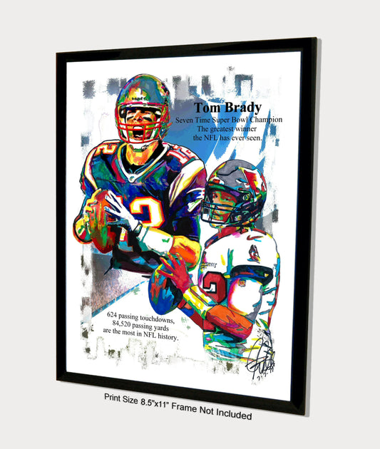 Tom Brady Buccaneers Patriots QB Football Poster Print Wall Art 8.5x11