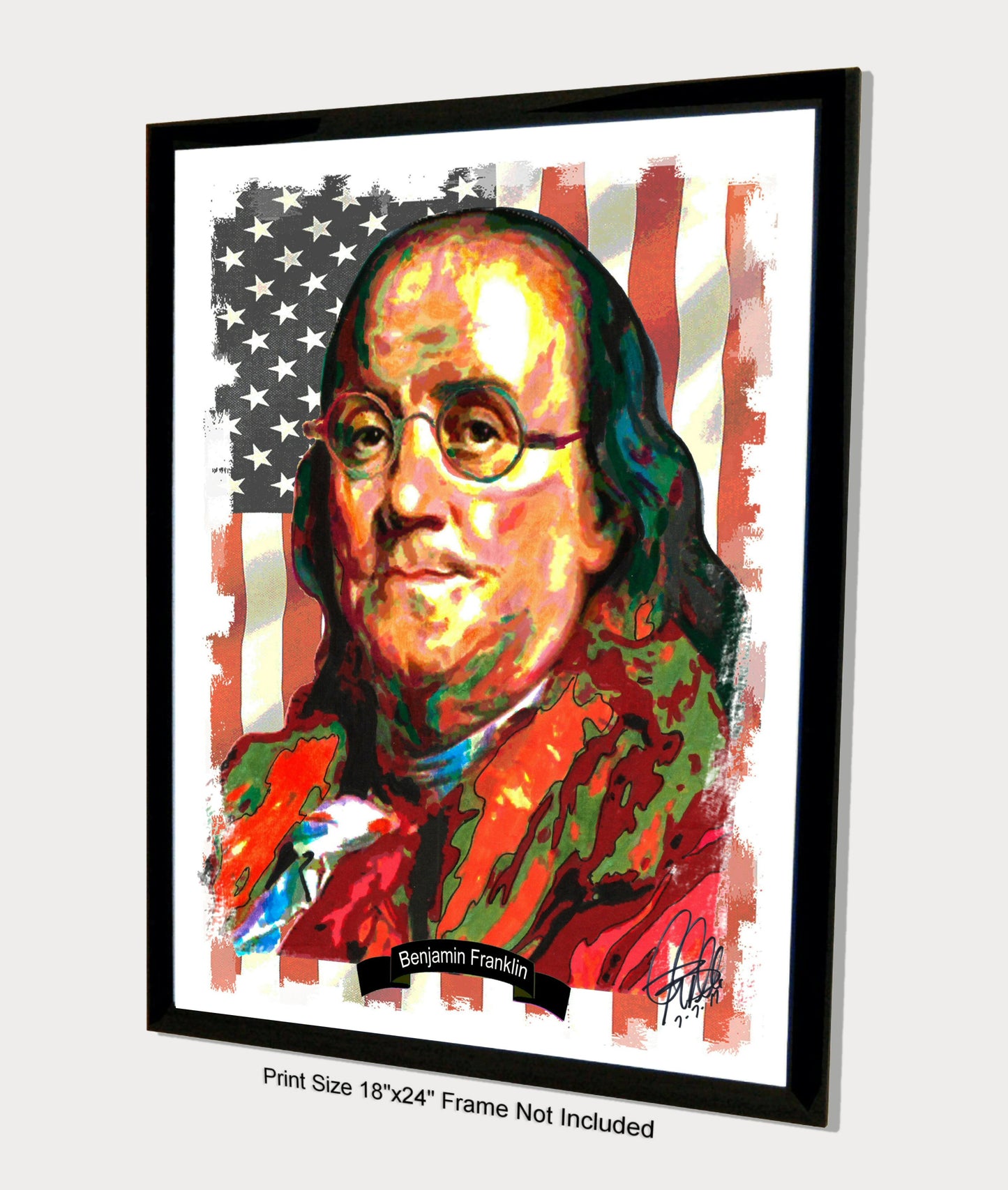 Benjamin Franklin Founding Fathers United States Poster Print Wall Art 18x24