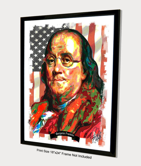 Benjamin Franklin Founding Fathers United States Poster Print Wall Art 18x24