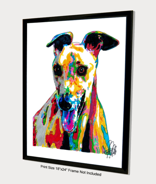 Greyhound Sighthound Race Dog Print Poster Wall Art 18x24