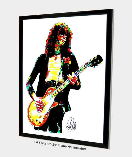 Jimmy Page Led Zeppelin Gibson Guitar Music Print Poster Wall Art 18x24