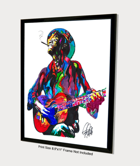 Lightnin Hopkins Singer Guitar Texas Blues Music Poster Print Wall Art 8.5x11