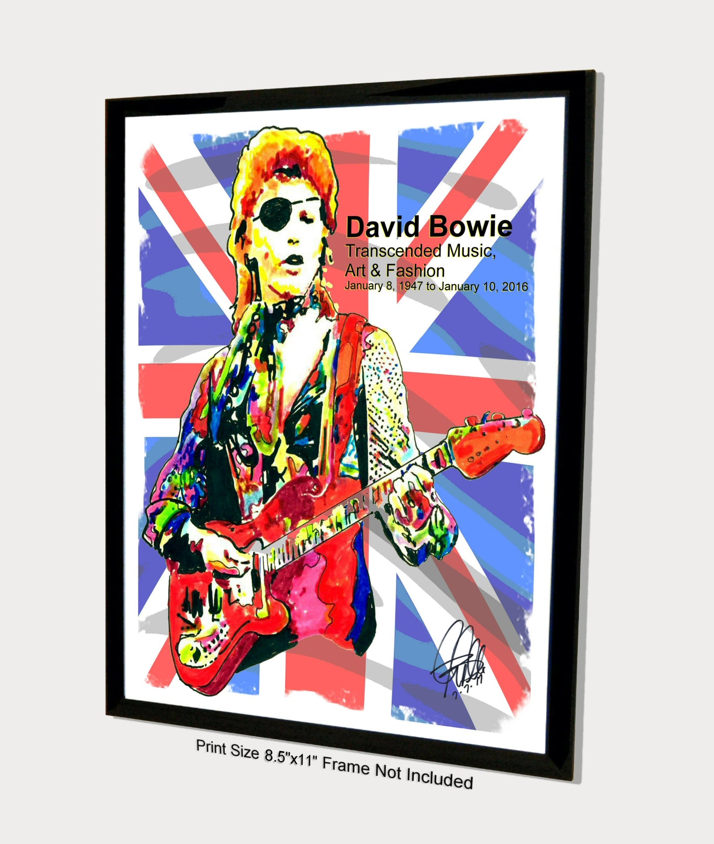 David Bowie Ziggy Stardust Singer Glam Rock Music Print Poster Wall Art 8.5x11