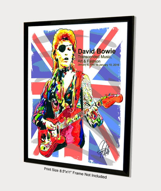 David Bowie Ziggy Stardust Singer Glam Rock Music Print Poster Wall Art 8.5x11