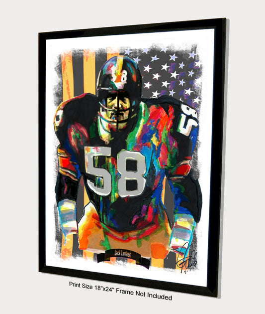 Jack Lambert Pittsburgh Steelers Football Poster Print Wall Art 18x24