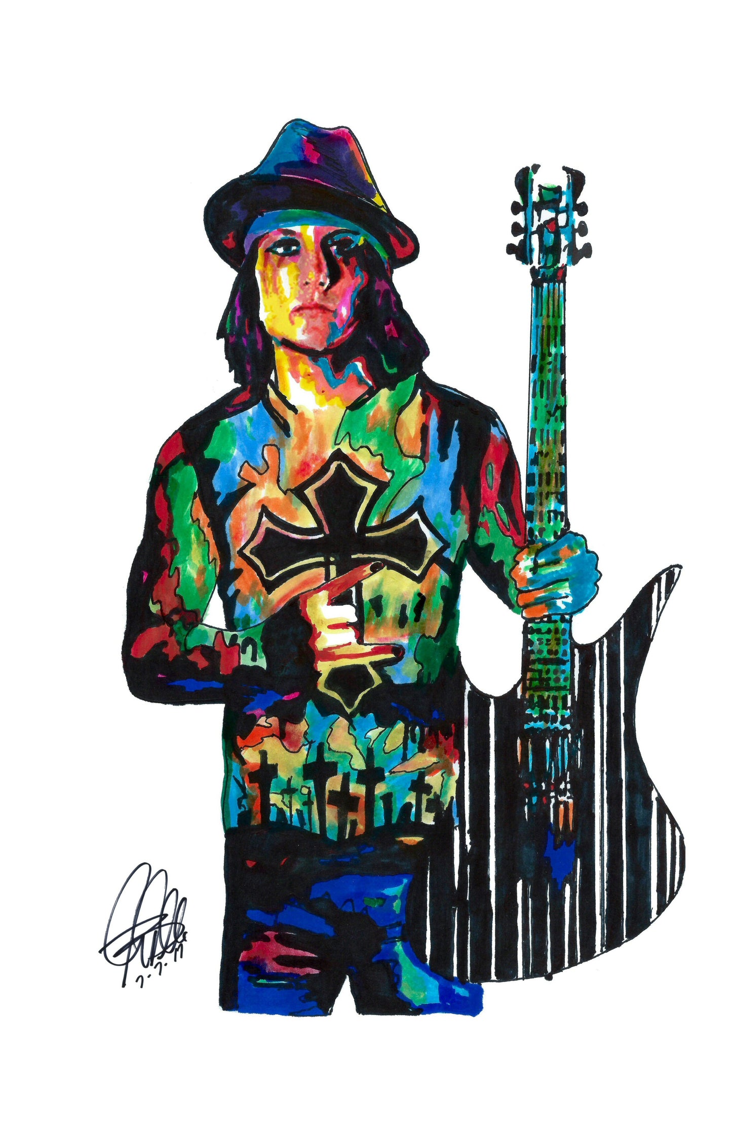 Synyster Gates Avenged Sevenfold Guitar Music Print Poster Wall Art 11x17