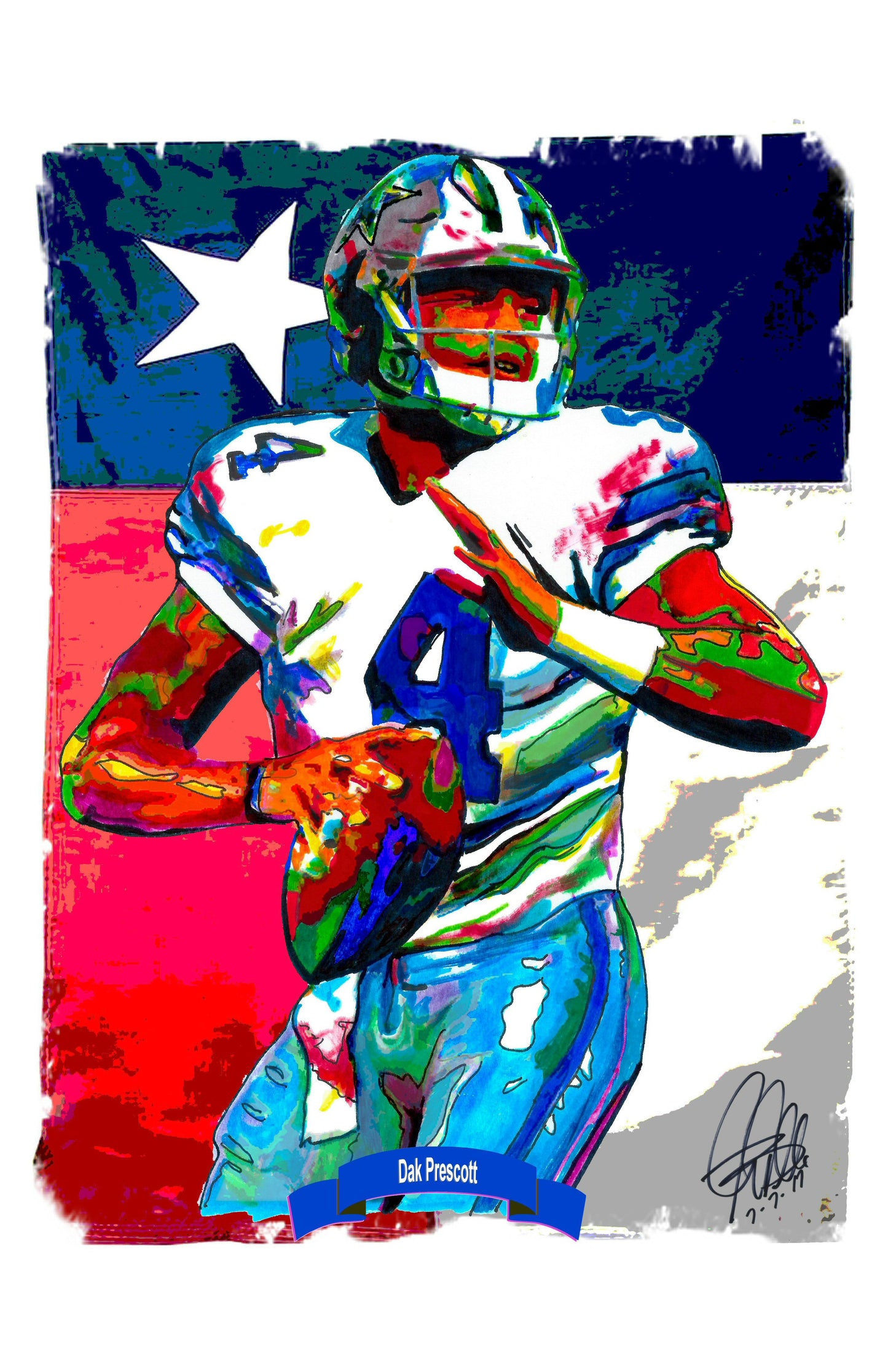 Dak Prescott Dallas Cowboys Quarterback Football Sports Poster Print Art 11x17