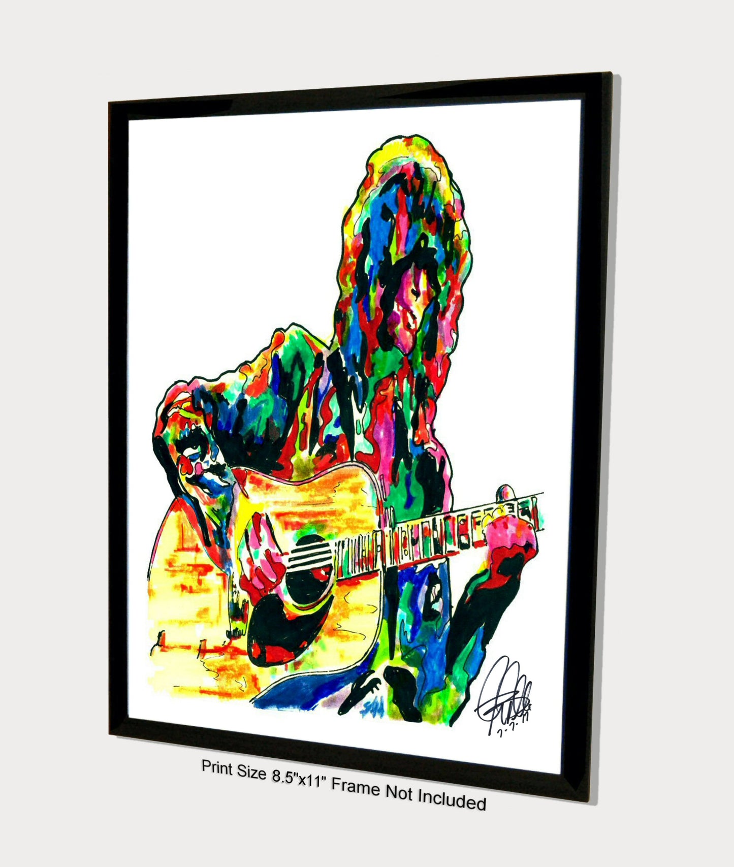 Jimmy Page Led Zeppelin Acoustic Guitar Rock Music Print Poster Wall Art 8.5x11