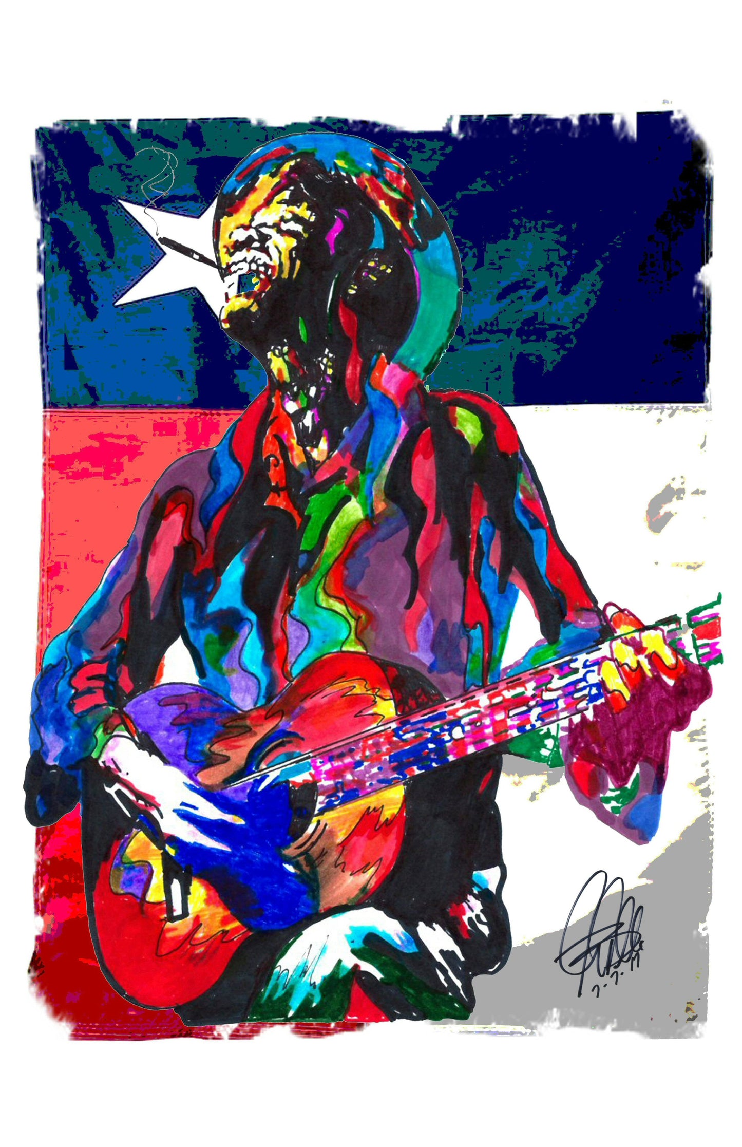 Lightnin Hopkins Guitar Texas Blues Music Poster Print Wall Art 11x17