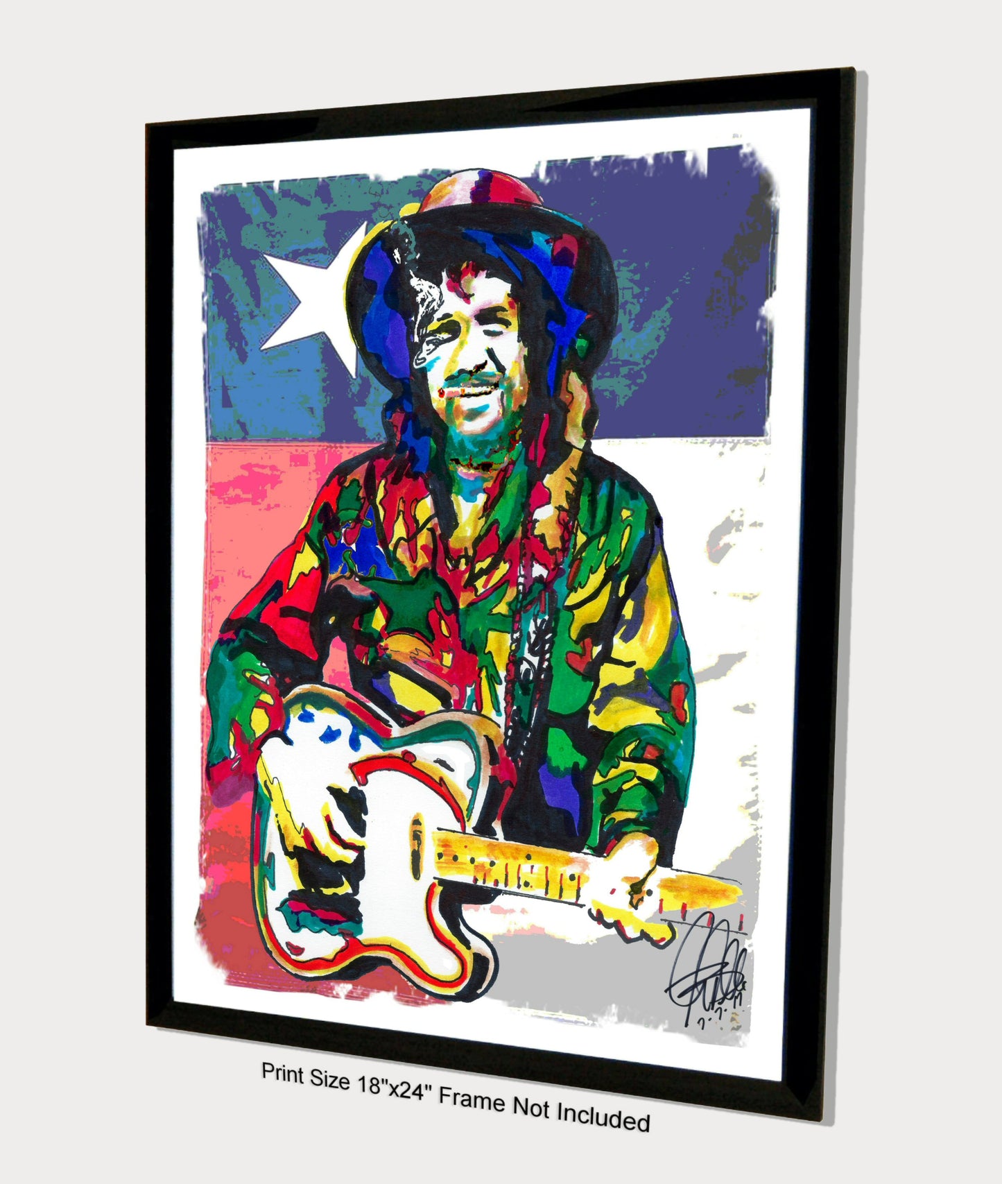 Waylon Jennings Guitar Country Music Poster Print Wall Art 18x24