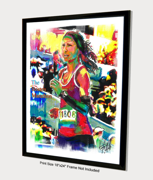 Boston Marathon Runner Athlete Sports Poster Print Wall Art 18x24