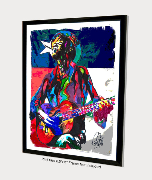 Lightnin Hopkins Guitar Texas Blues Music Poster Print Wall Art 8.5x11