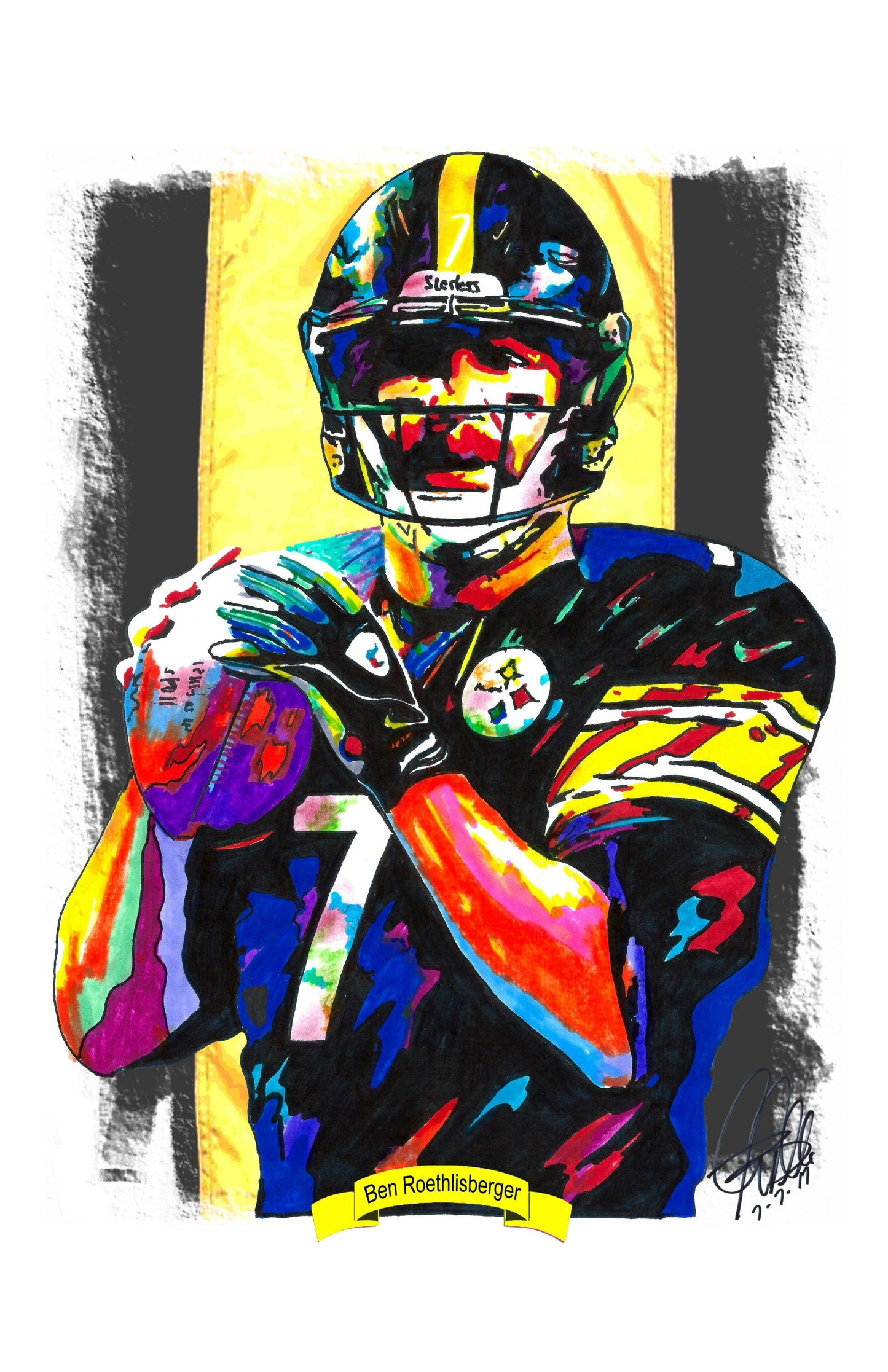 Ben Roethlisberger Steelers QB Football Sports Poster Print Wall Art 11x17