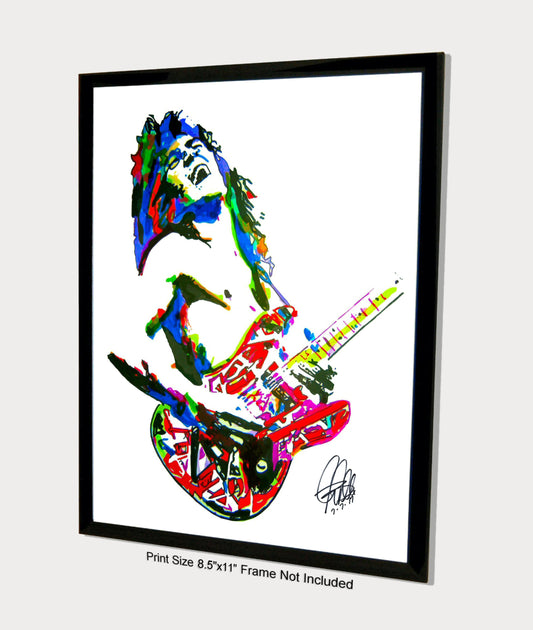 Eddie Van Halen Guitar Hard Rock Music Poster Print Wall Art 8.5x11