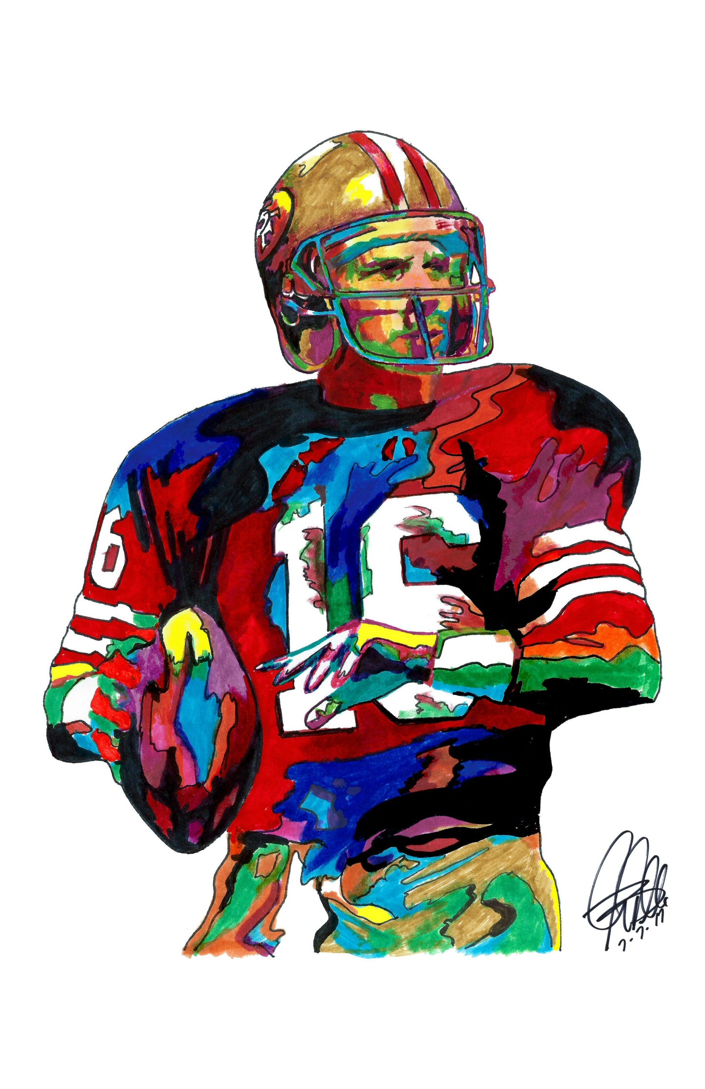 Joe Montana San Francisco 49ers QB Football Poster Print Wall Art 11x17