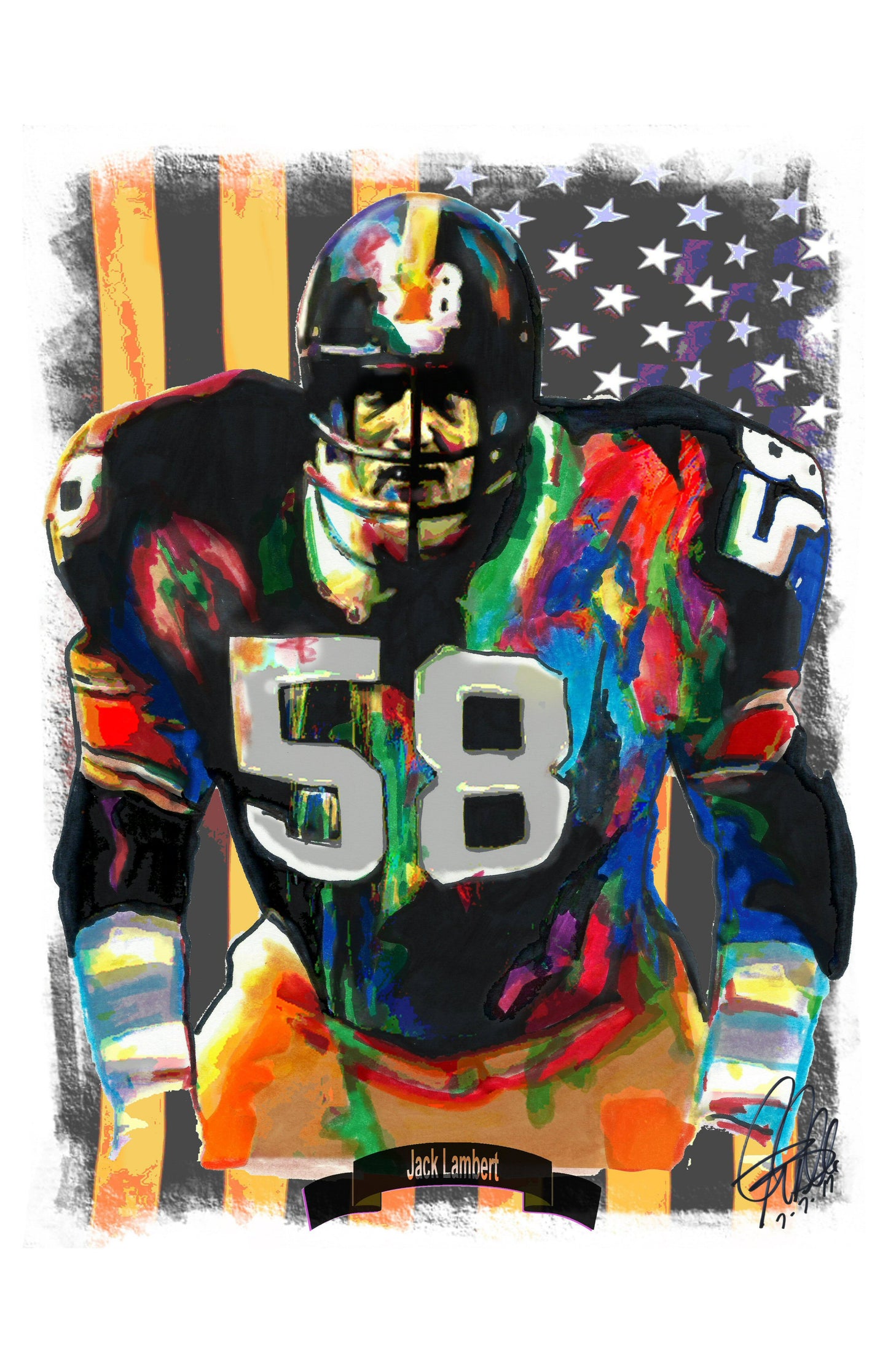 Jack Lambert Pittsburgh Steelers Football Poster Print Wall Art 11x17