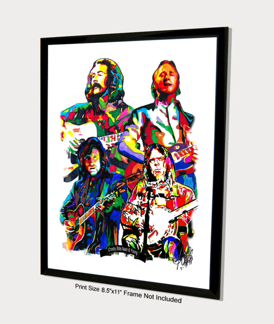 Crosby Stills Nash & Young Folk Rock Music Print Poster Wall Art 8.5x11