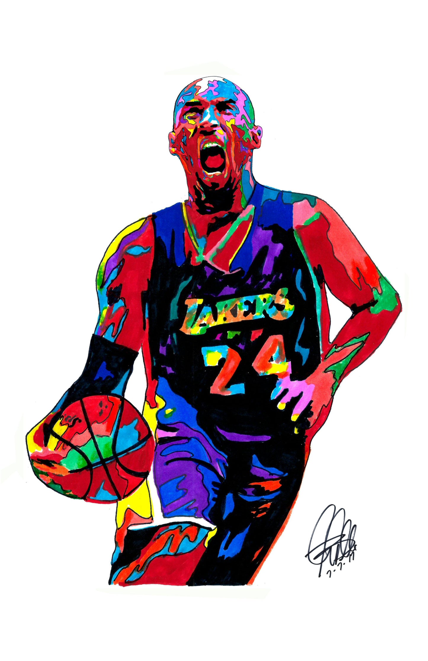 Kobe Bryant Los Angeles Lakers Basketball Sports Poster Print Wall Art 11x17