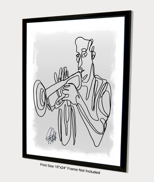 Trumpet Player Jazz Music Poster Print Wall Art 18x24