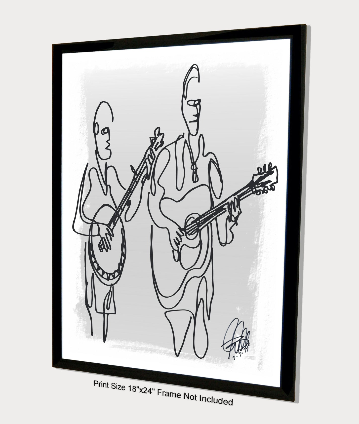 Bluegrass Players Guitar Banjo Music Poster Print Wall Art 18x24