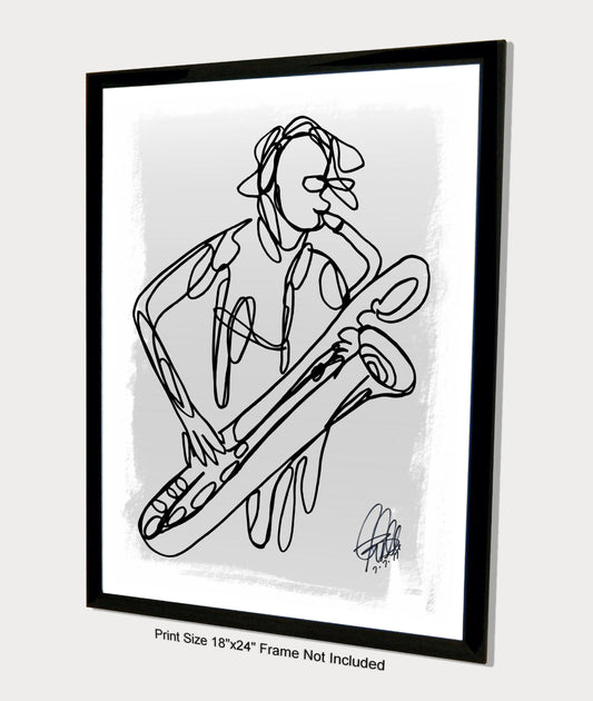 Baritone Saxophone Sax Player Music Poster Print Wall Art 18x24