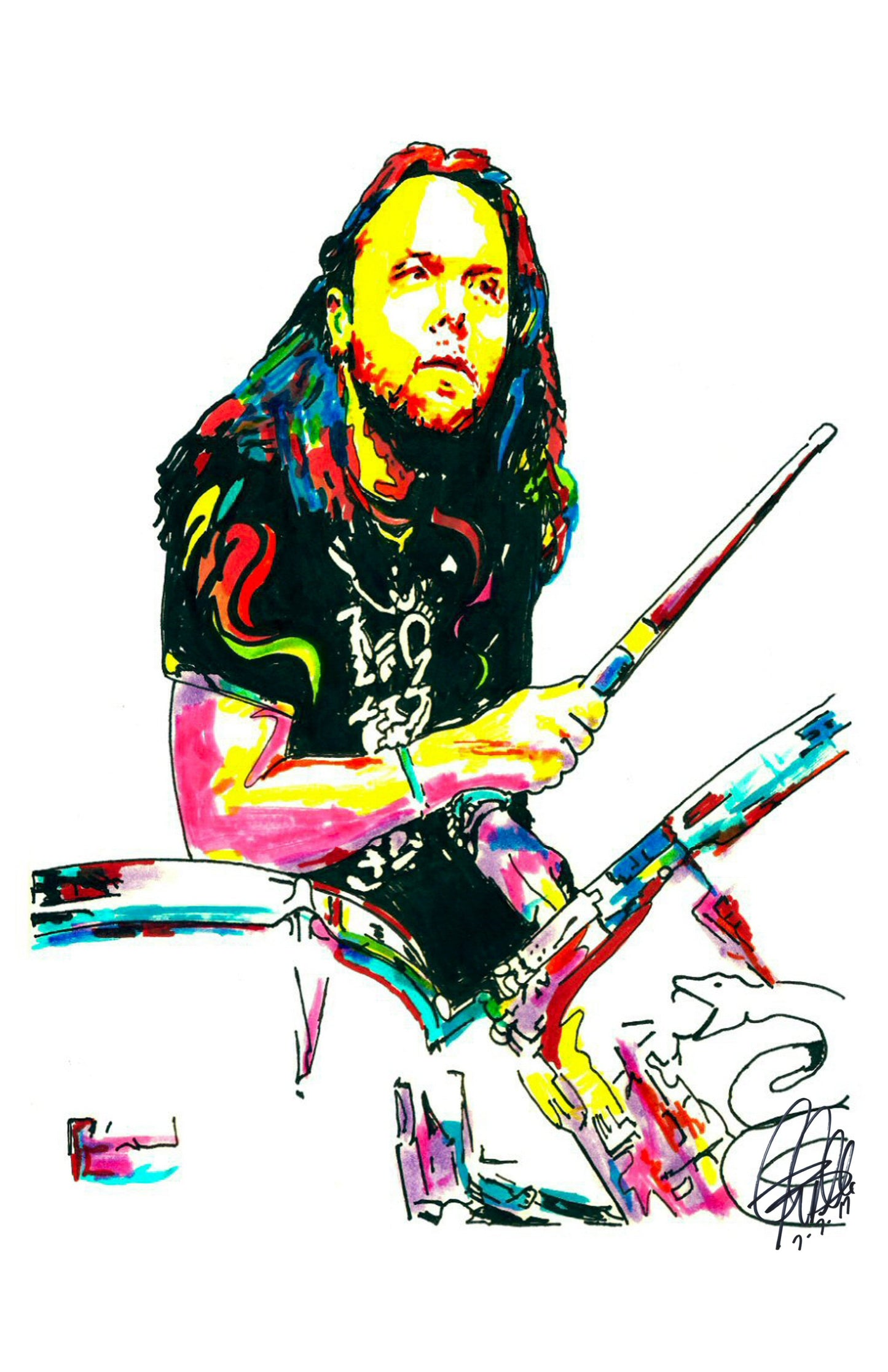 Lars Ulrich Metallica Drums Heavy Metal Music Poster Print Wall Art 11x17