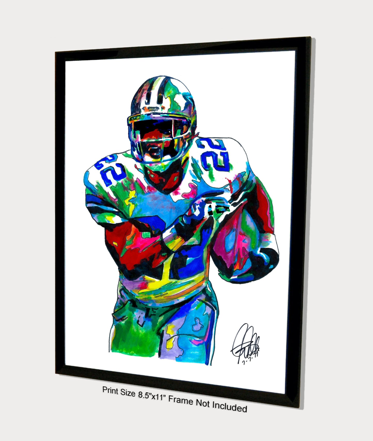 Emmitt Smith Dallas Cowboys Running Back Football Poster Print Wall Art 8.5x11