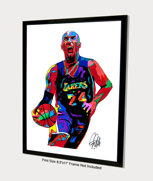 Kobe Bryant Los Angeles Lakers Basketball Sports Poster Print Wall Art 8.5x11